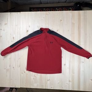 Under Armour Mens Red ColdGear Microfleece 1/4 Pullover Jacket Small 1000474